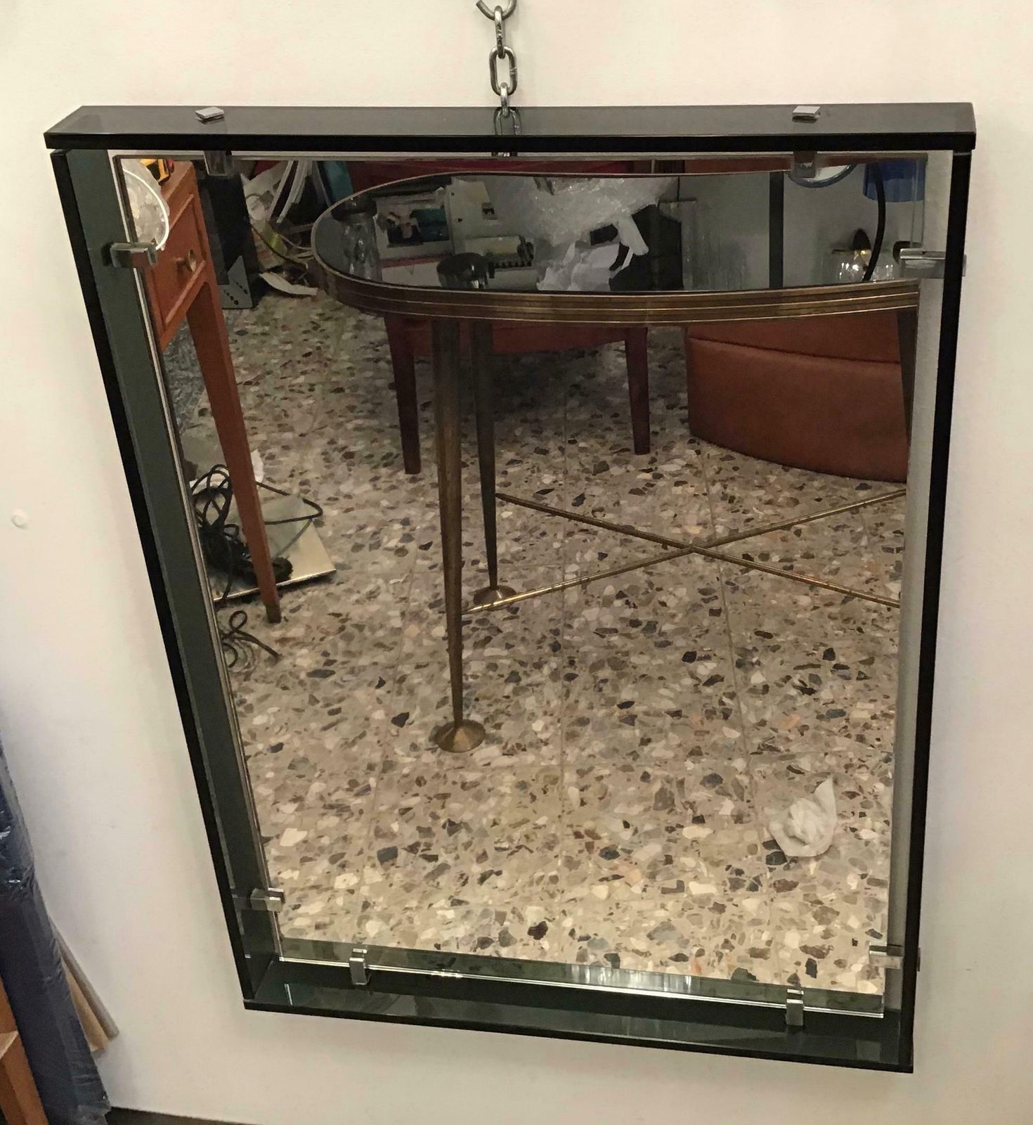 Fontana Arte Mirror “2014” Glass Crome Metal, 1960, Italy photo buy
