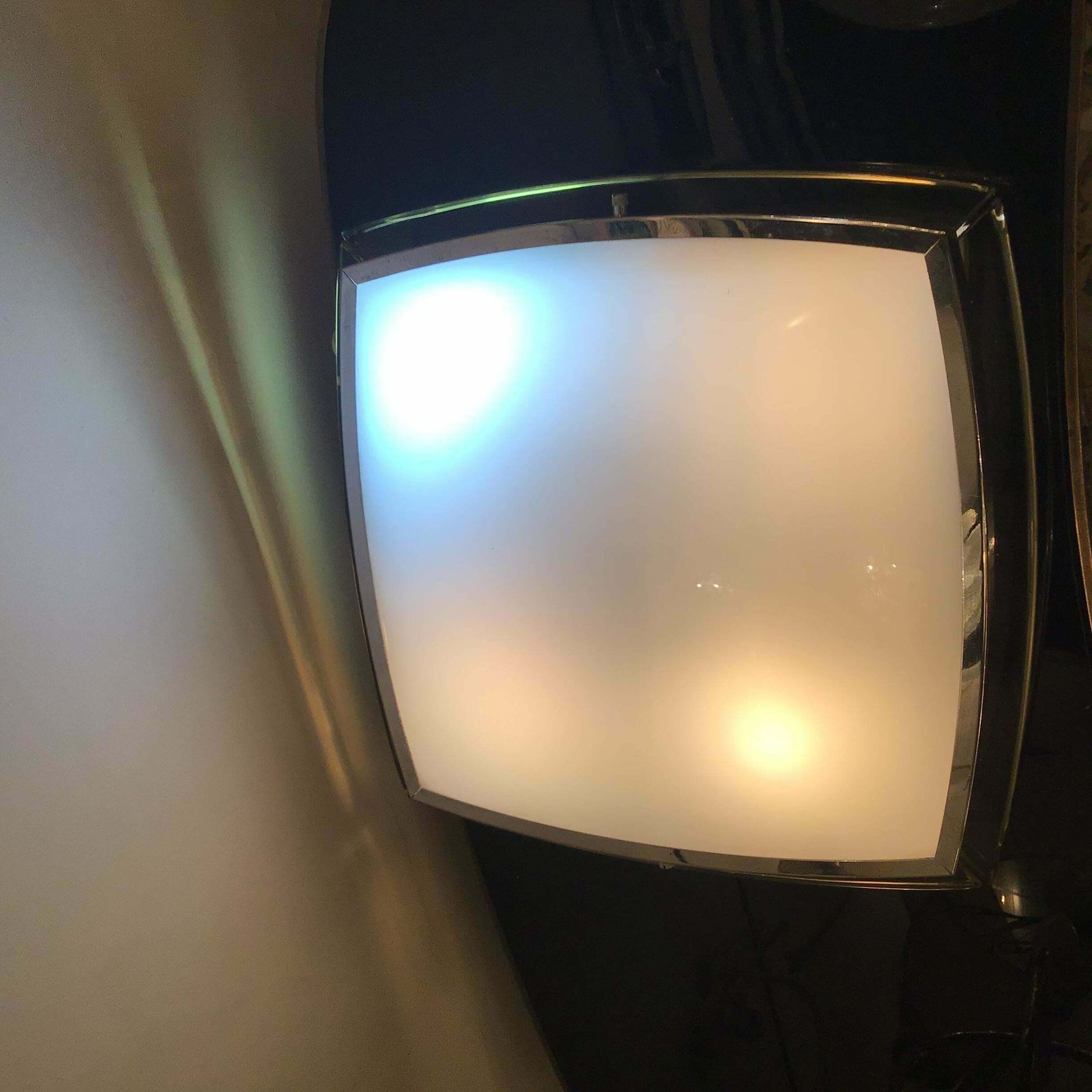 Fontana Arte Ceilling Light Glass Metal Crome 1955 Italy photo buy