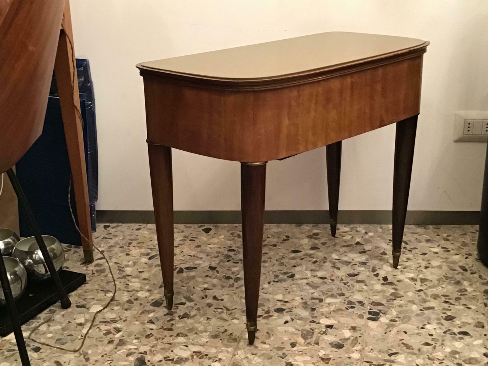 Paolo Buffa Bedside Tables Wood Brass 1940 Italy photo vintage