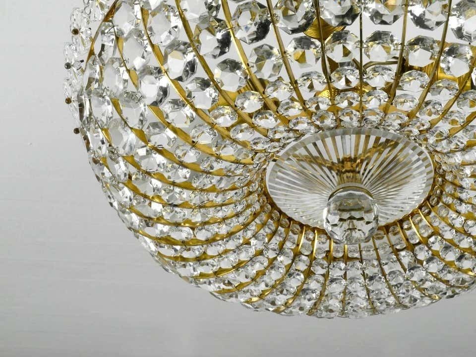Midcentury Ceiling Lamp With Glass Stones Brass Frame Vereinigten Werkstätten photo Lighting