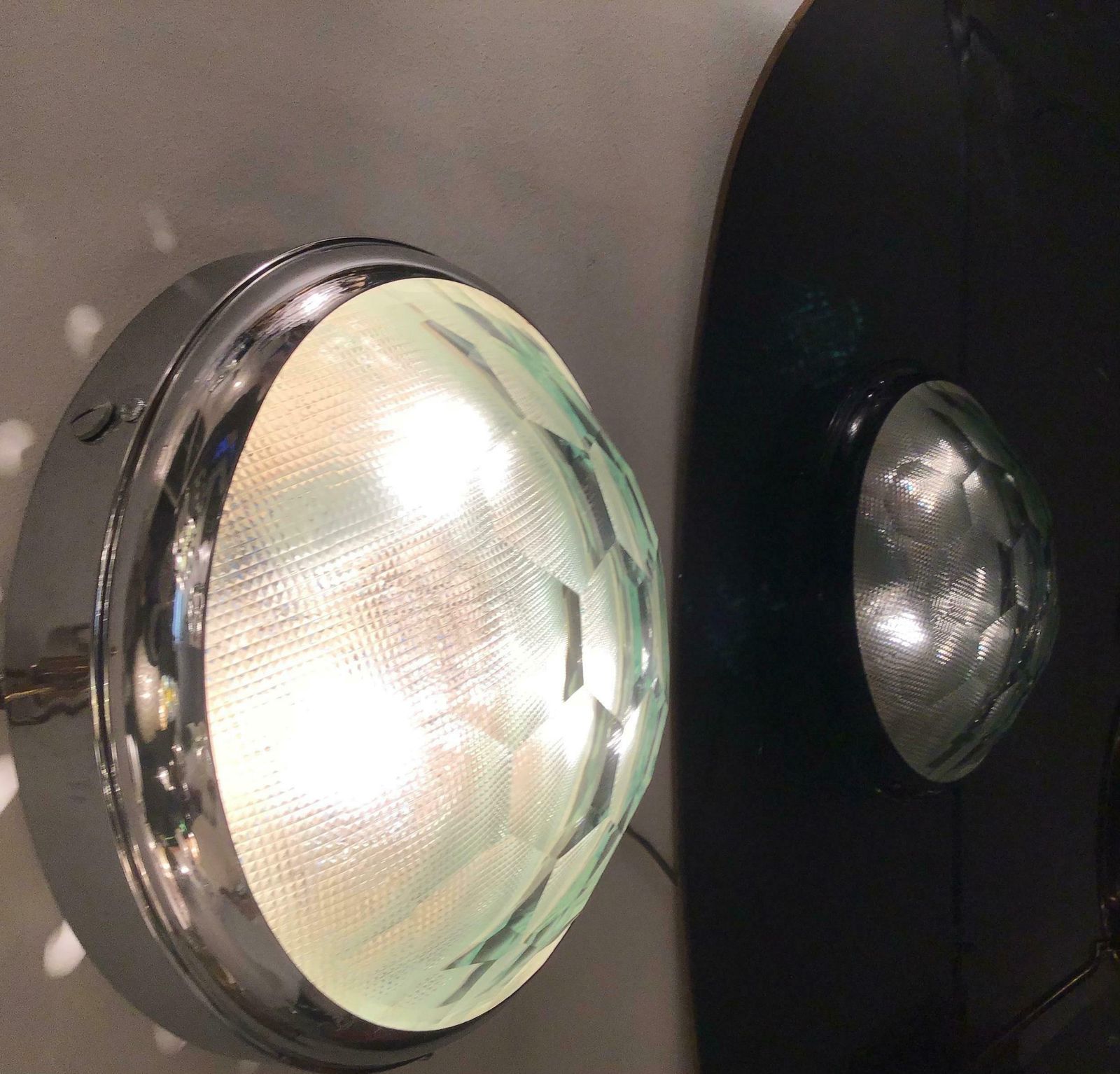 Cristal Art Couple Ceilling Light/Sconces Glass Metal Crome, 1955, Italy photo vinterior
