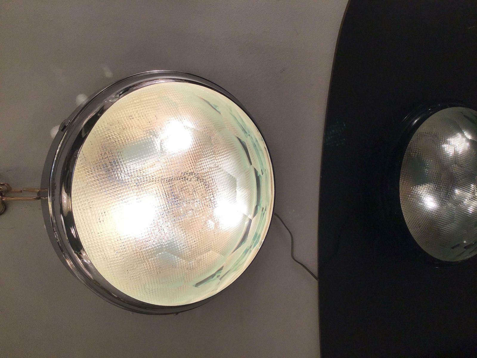 Cristal Art Couple Ceilling Light/Sconces Glass Metal Crome, 1955, Italy photo buy