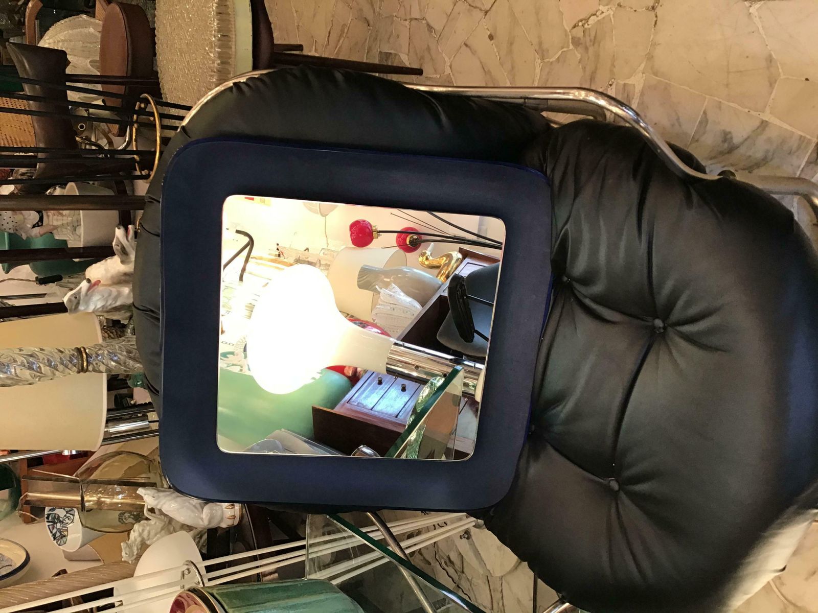 Fontana Arte Blu Wall Mirror Glass Iron 1965 Italy photo vinterior