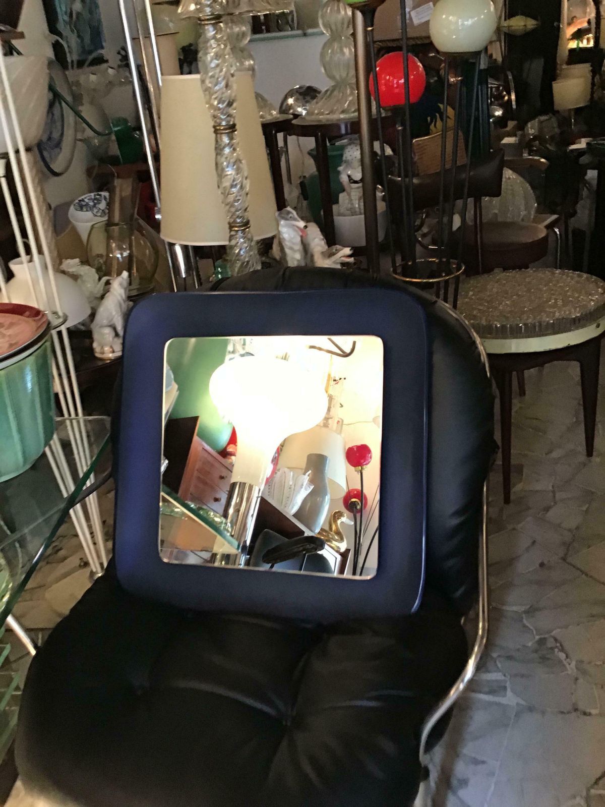 photo vinterior Fontana Arte Blu Wall Mirror Glass Iron 1965 Italy