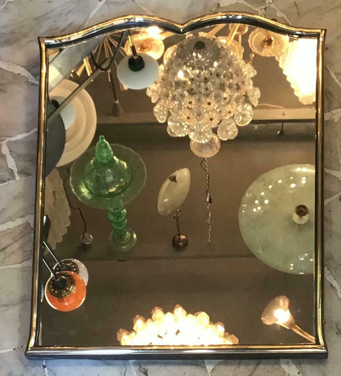2260.0 Fontana Arte “Gio Ponti” Mirror Brass Wood Mirrored Glass, 1950, Italy photo