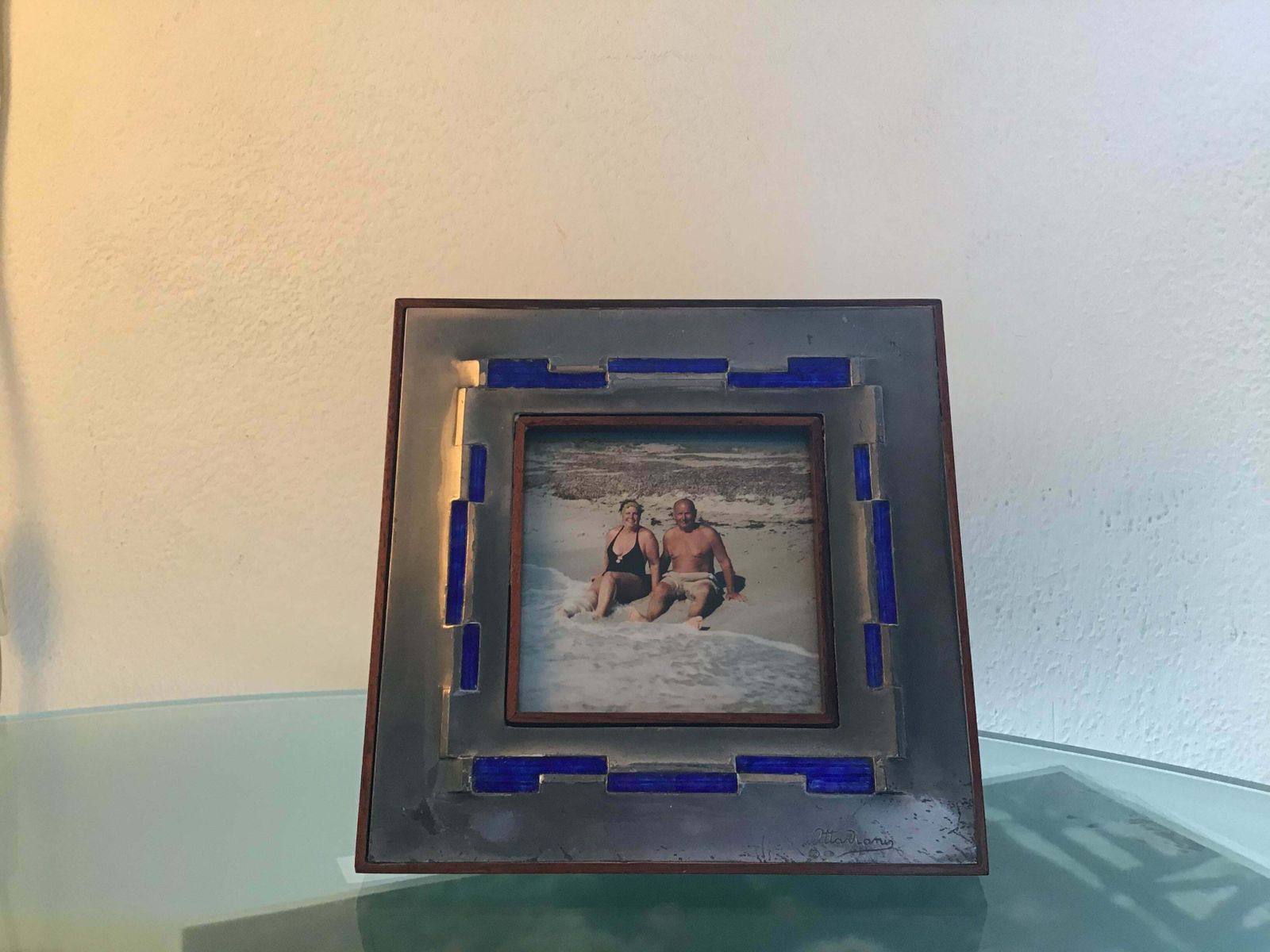 Ottaviani Pucture Frame 925 Silver Enamelled Copper Wood 1960 Italy photo 1266.0