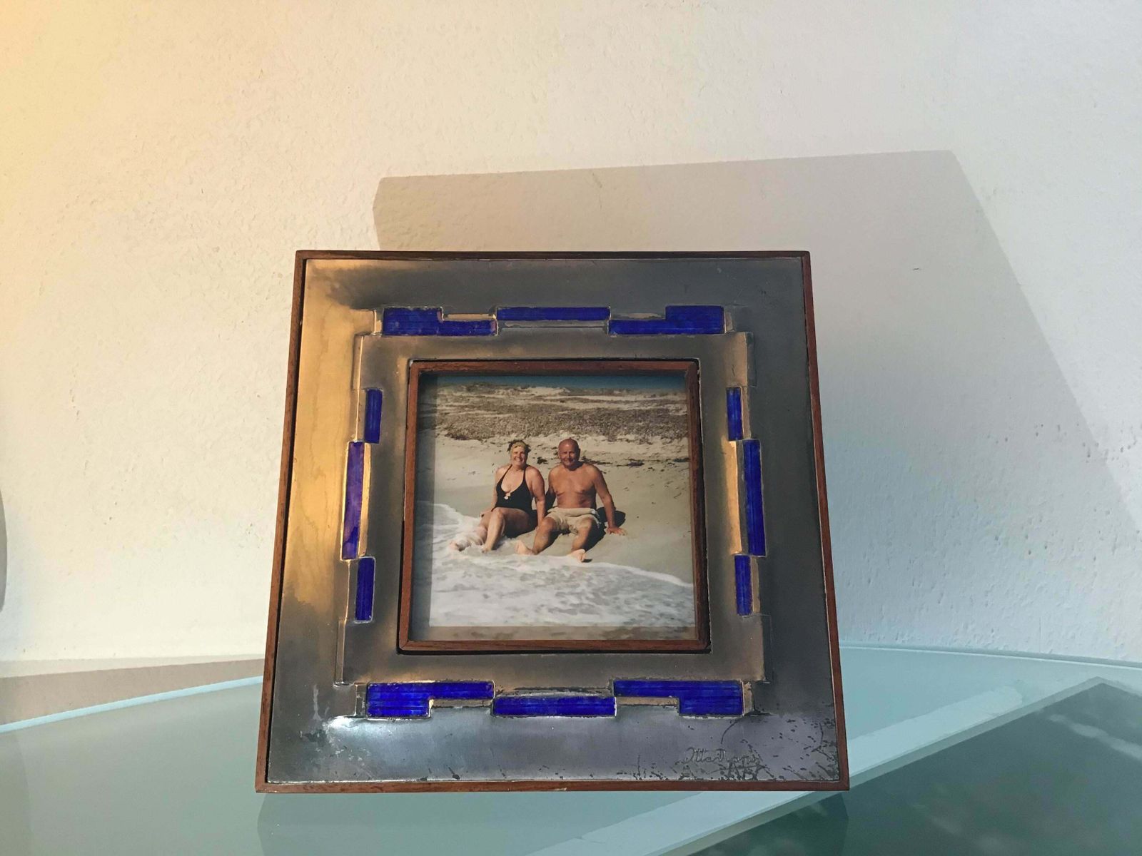 photo buy Ottaviani Pucture Frame 925 Silver Enamelled Copper Wood 1960 Italy