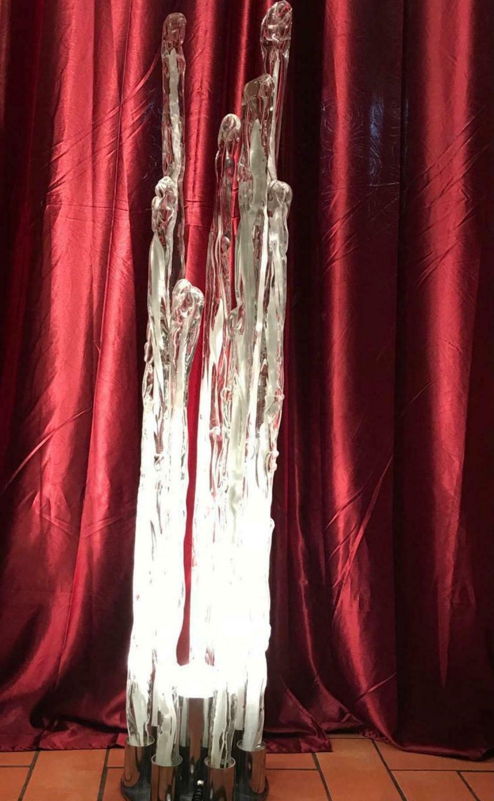 Mazzega Floor Lamp Murano Glass Metal Crome, 1960, Italy photo vintage