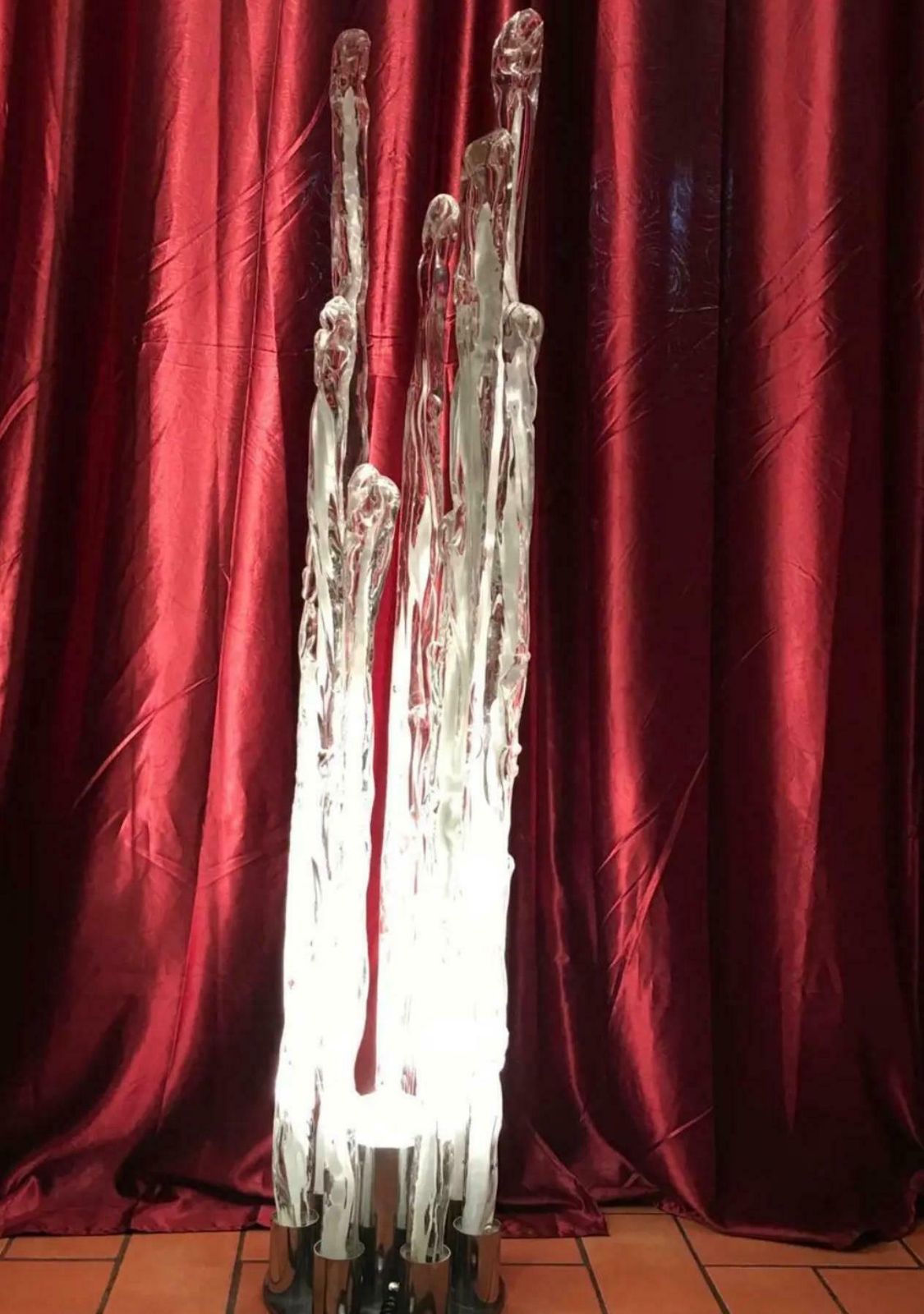 4340.0 Mazzega Floor Lamp Murano Glass Metal Crome, 1960, Italy photo