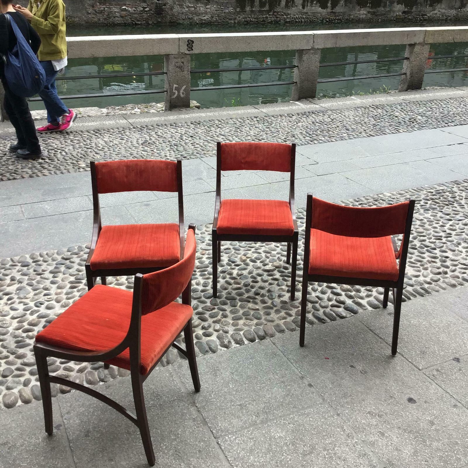 photo furniture Ico Parisi “Cassina” Chairs Wood Velvet Padded Seat And Back, 1960, Italy