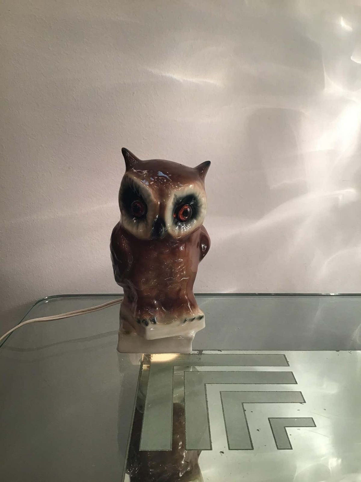 Veilleuse “Capodimonte “ Owl 1950 Italy photo vintage