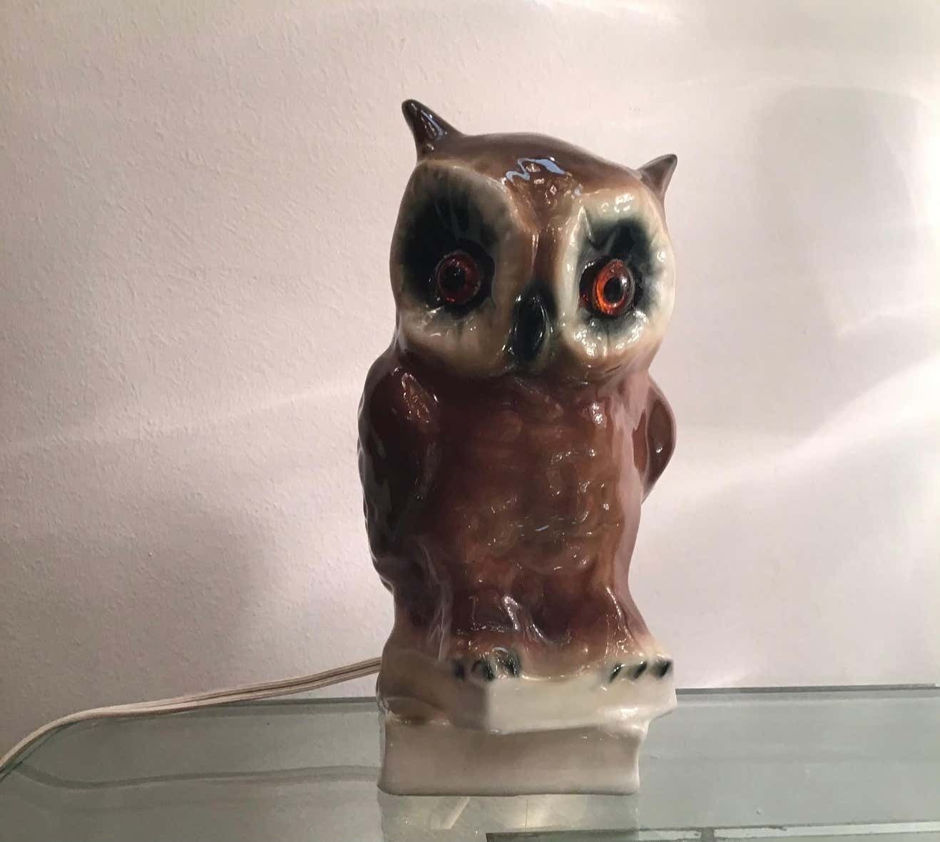 photo for sale Veilleuse “Capodimonte “ Owl 1950 Italy