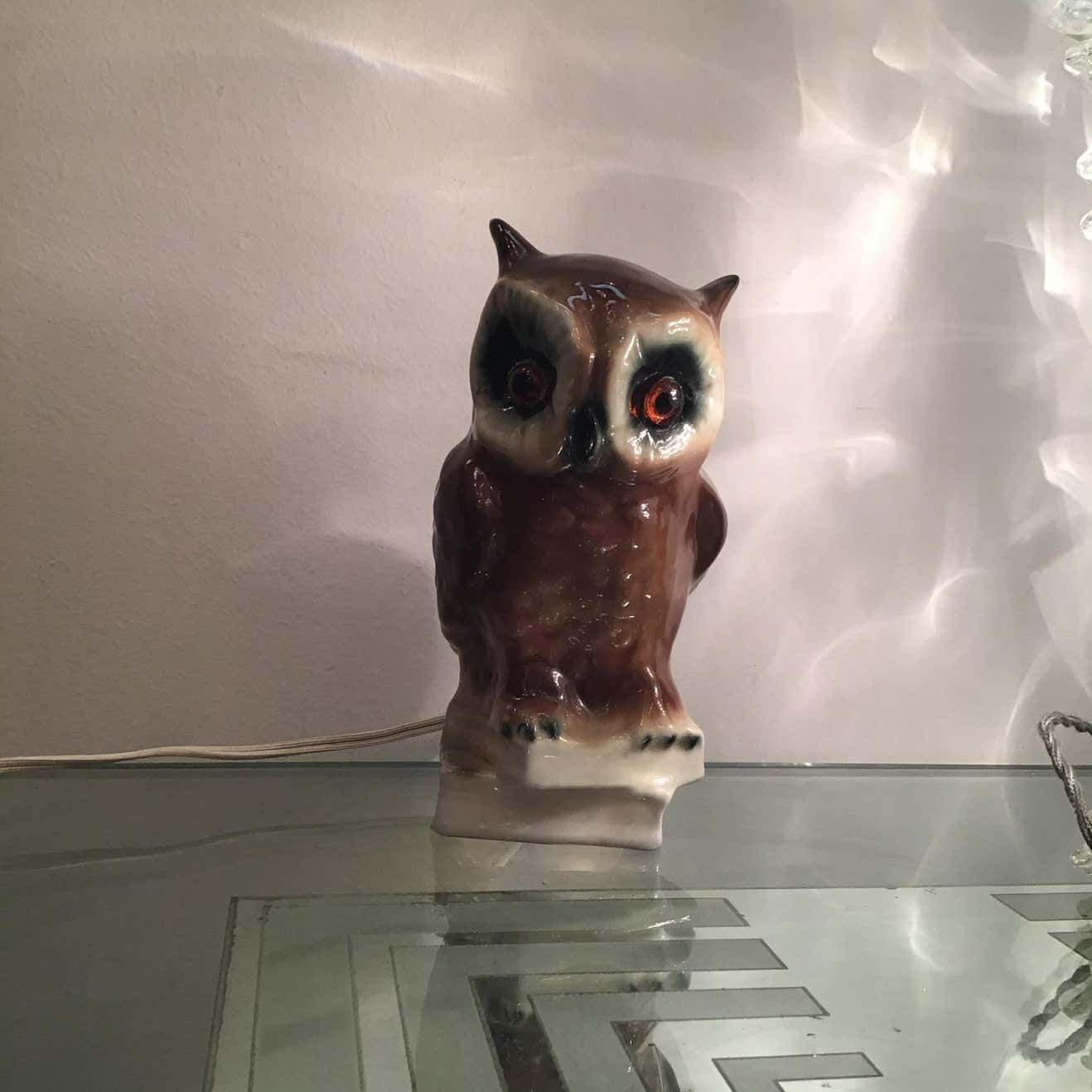 photo vinterior Veilleuse “Capodimonte “ Owl 1950 Italy