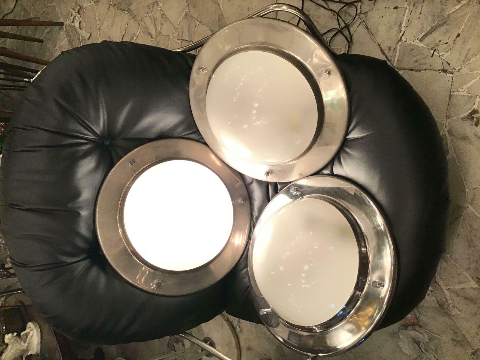 Azucena Sconces/Ceilling Light Metal Crome Glass 1950 Italy photo vinterior