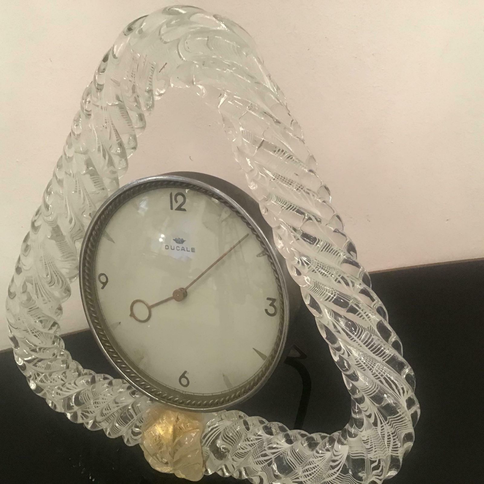 photo furniture Seguso “ Zanfirico “ Wake Up” Murano Glass Metal Crome, 1950, Italy
