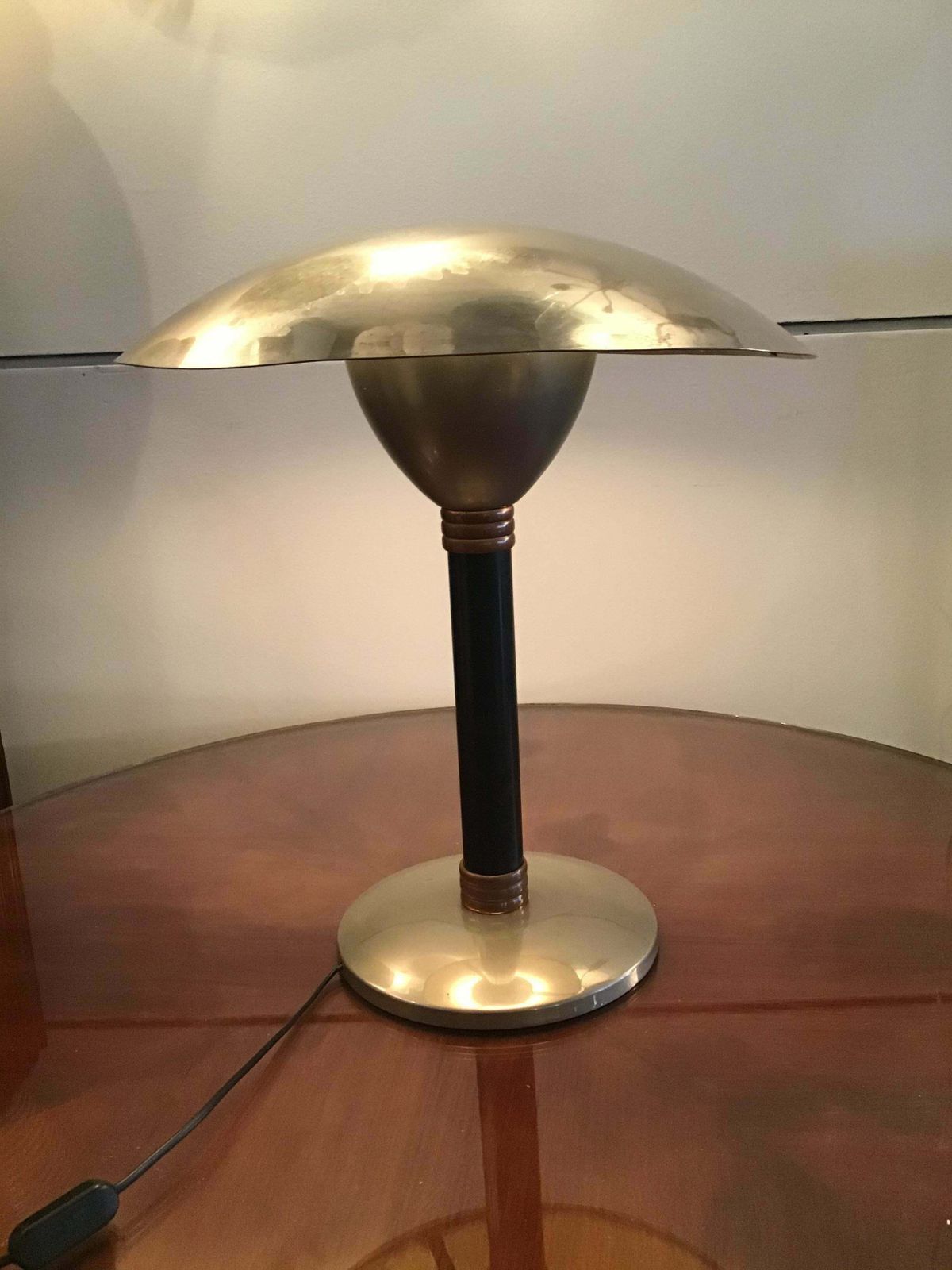 photo vintage Stilnovo Style Table Lamp Chromed Metal And Copper 1960 Italy