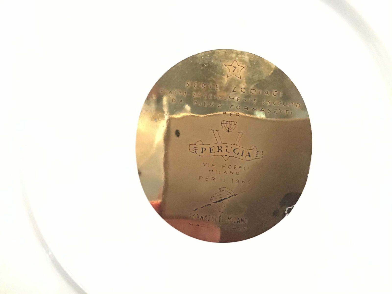Piero Fornasetti Plate Zodiac Sign Cancer Porcelain 1969 Italy photo for sale