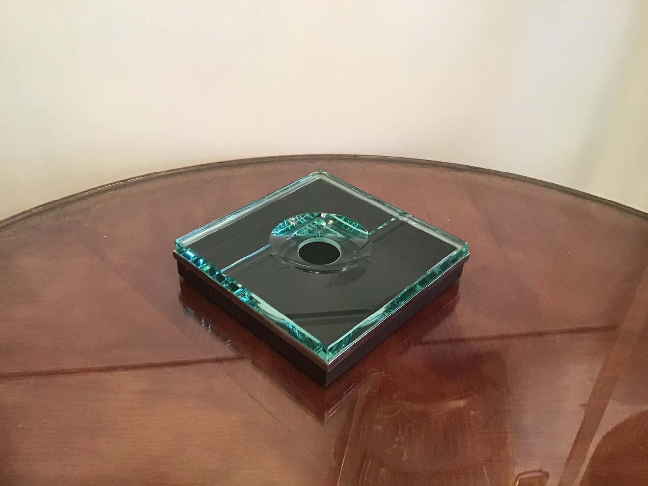 Fontana Arte Ashtray Glass Metal Crome, 1960, Italy photo buy