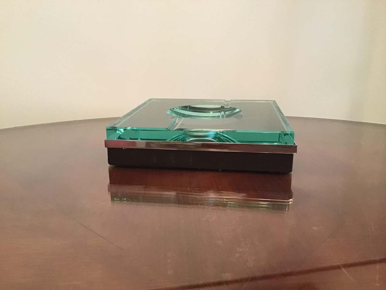 photo buy Fontana Arte Ashtray Glass Metal Crome, 1960, Italy