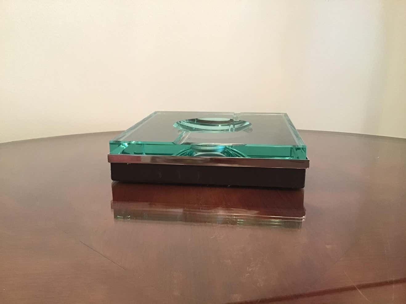 photo vintage Fontana Arte Ashtray Glass Metal Crome, 1960, Italy