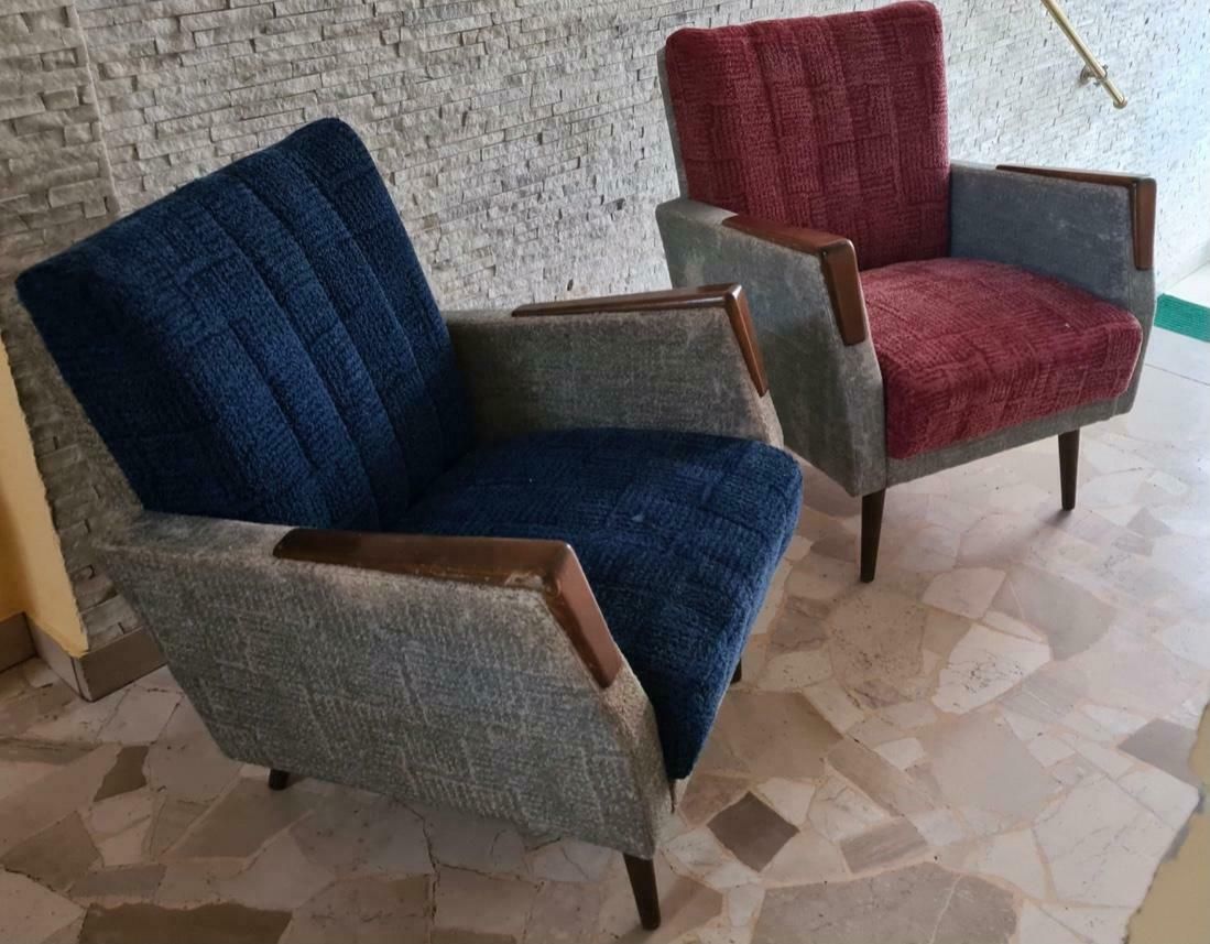 Gio Ponti “Stile” Armchairs Couples Wood Stuffing Cloth, 1950, Italy photo buy