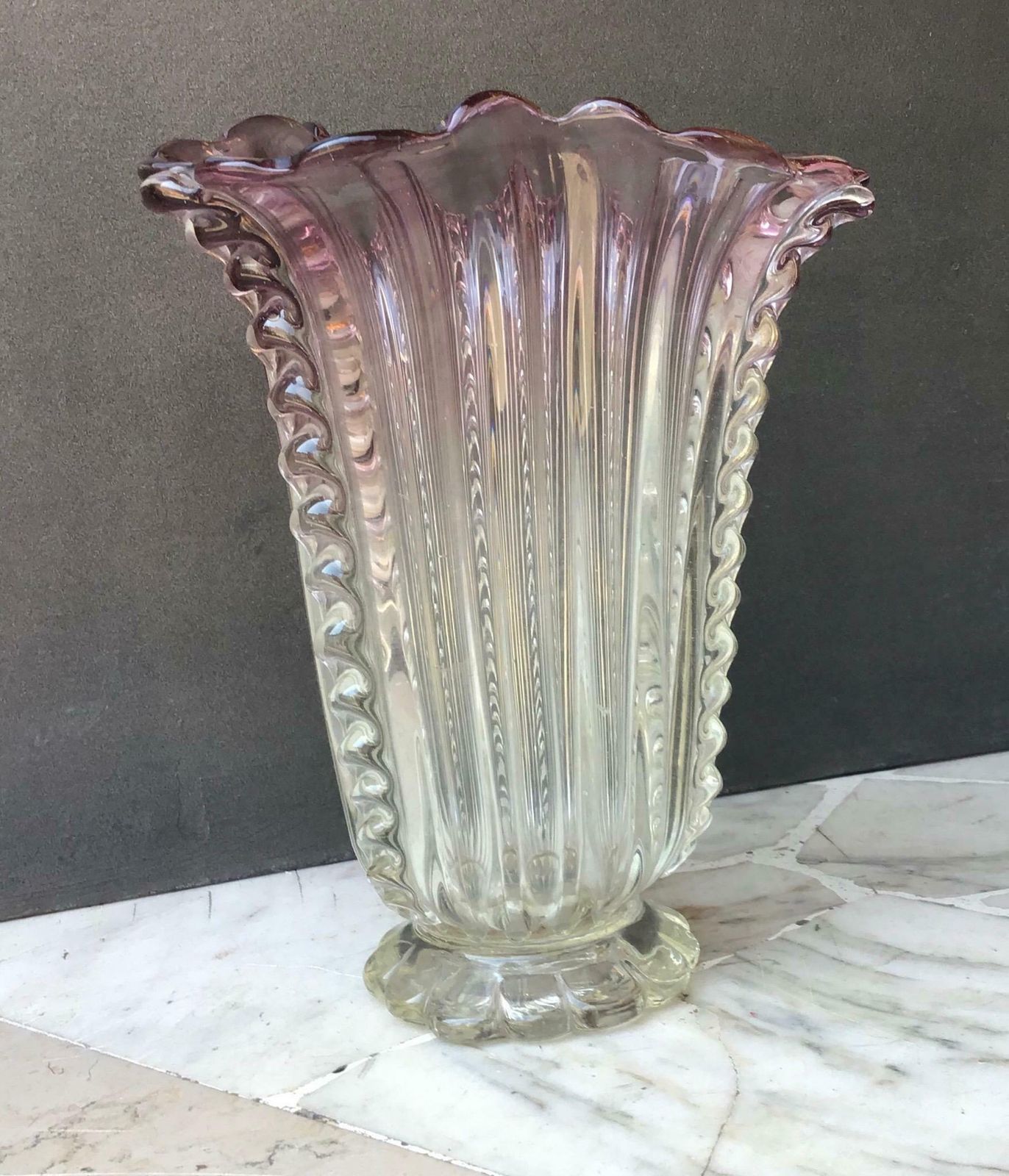 Barovier E Toso Vase Murano Glass 1940 Italy photo vintage