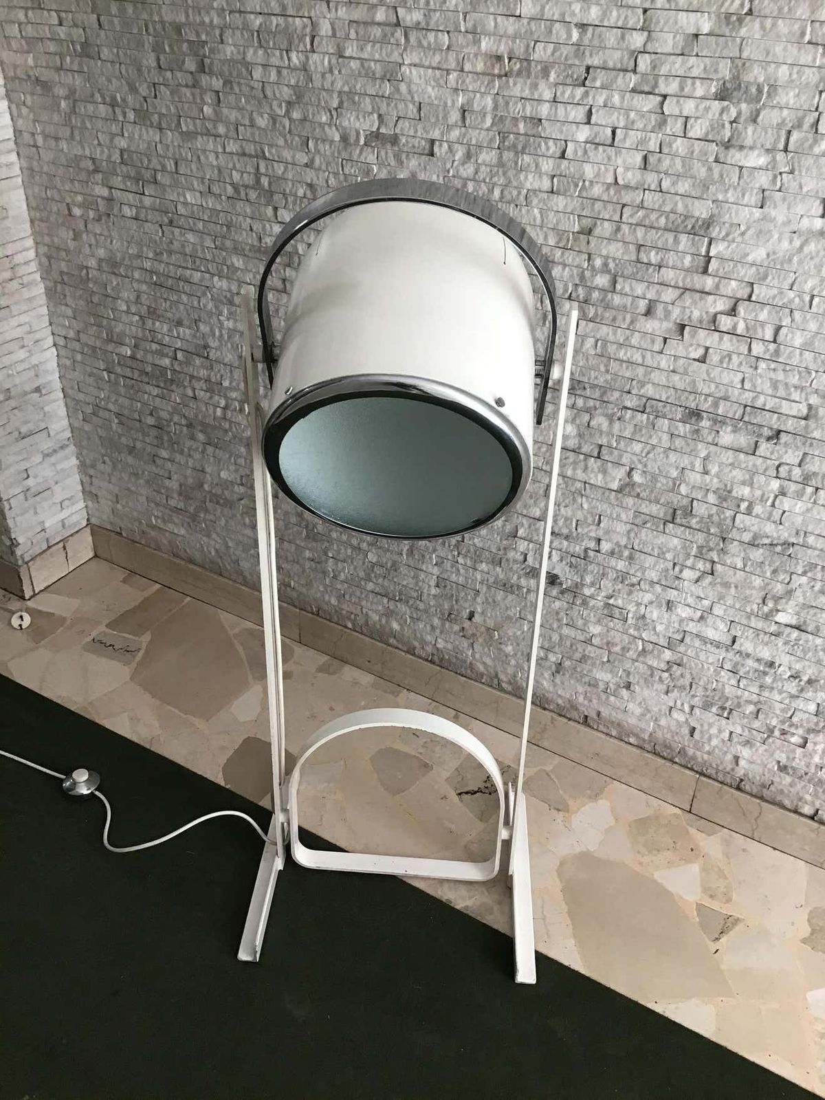 photo vinterior Reggiani Adjustable Lamp Glass Iron Metal Crome, 1970, Italy