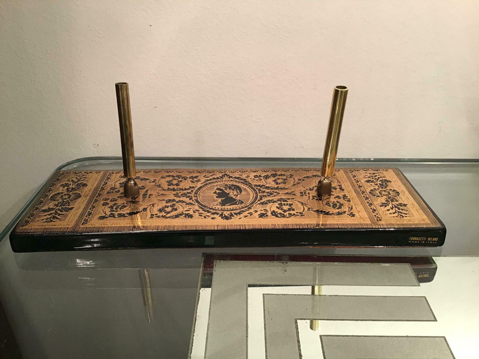Fornasetti Pen Holder Ceramic Brass Gold, 1950, Italy photo 1356.0