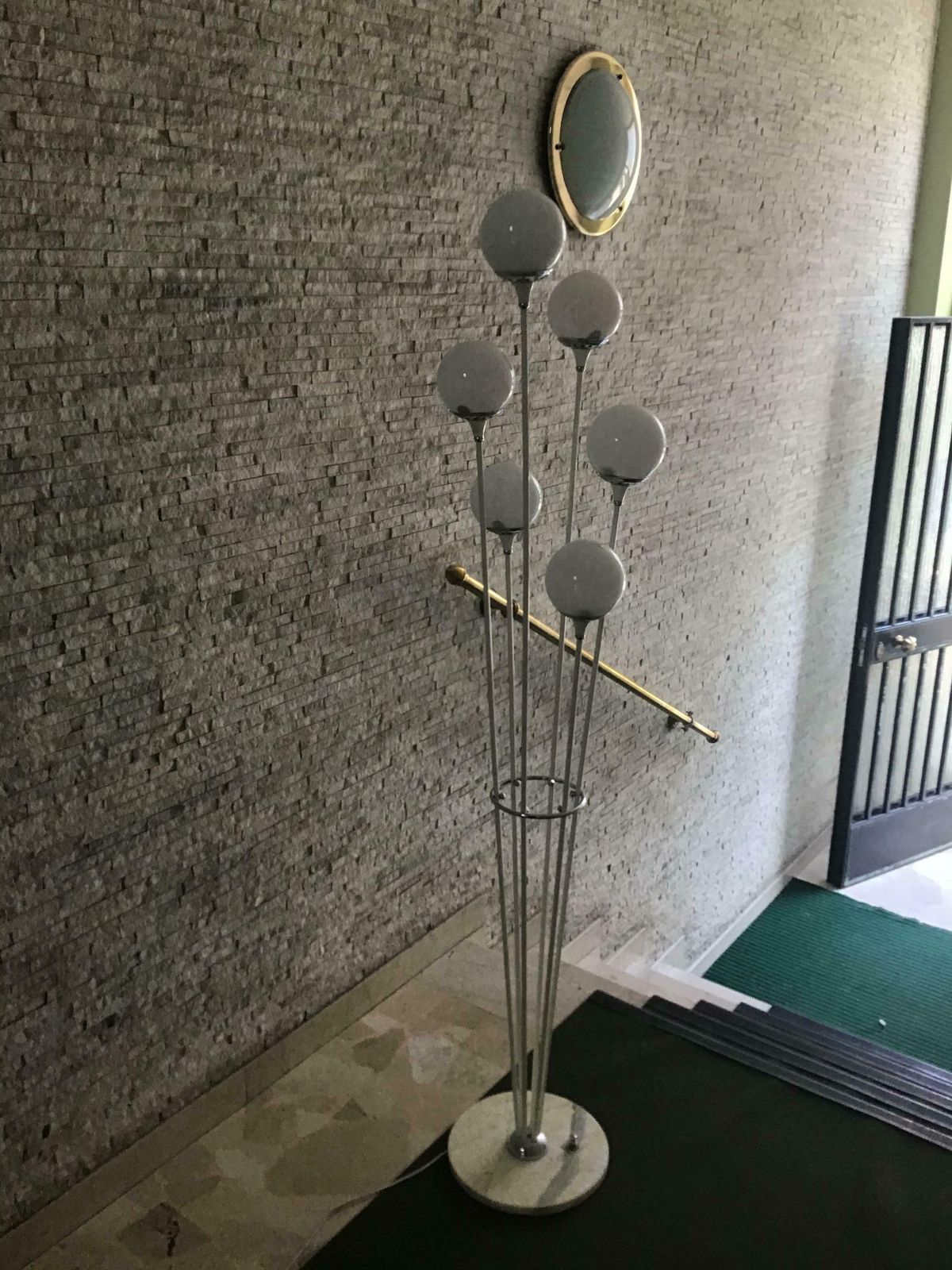 Stilnovo Style Floor Lamp Glass Marble Metal, 6 Lights, 1950, Italy “Alberello” photo Lighting