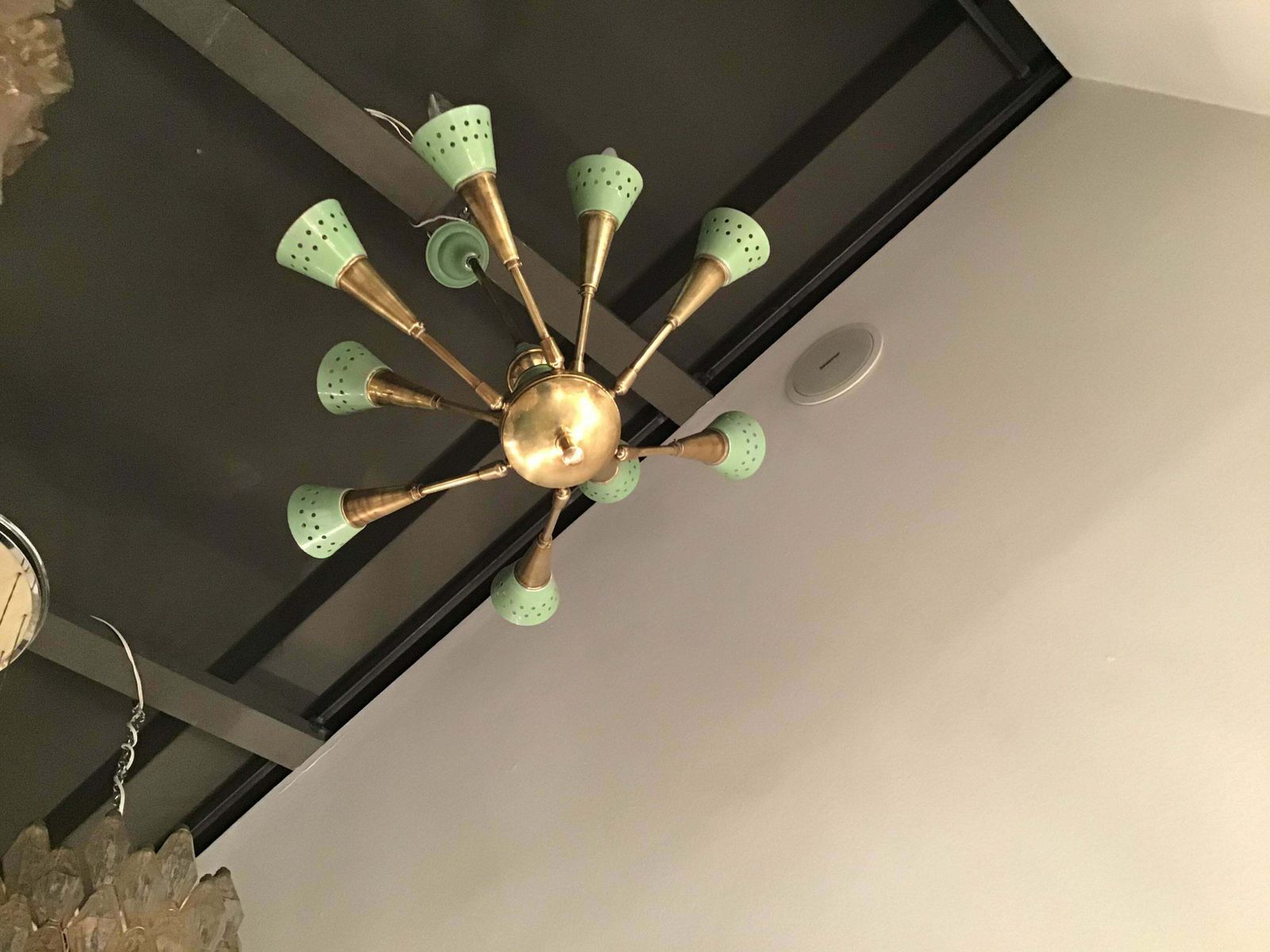 photo furniture Stilnovo Style Chandelier With 9 Adjustable Lights Brass Metal, 1955, Italy