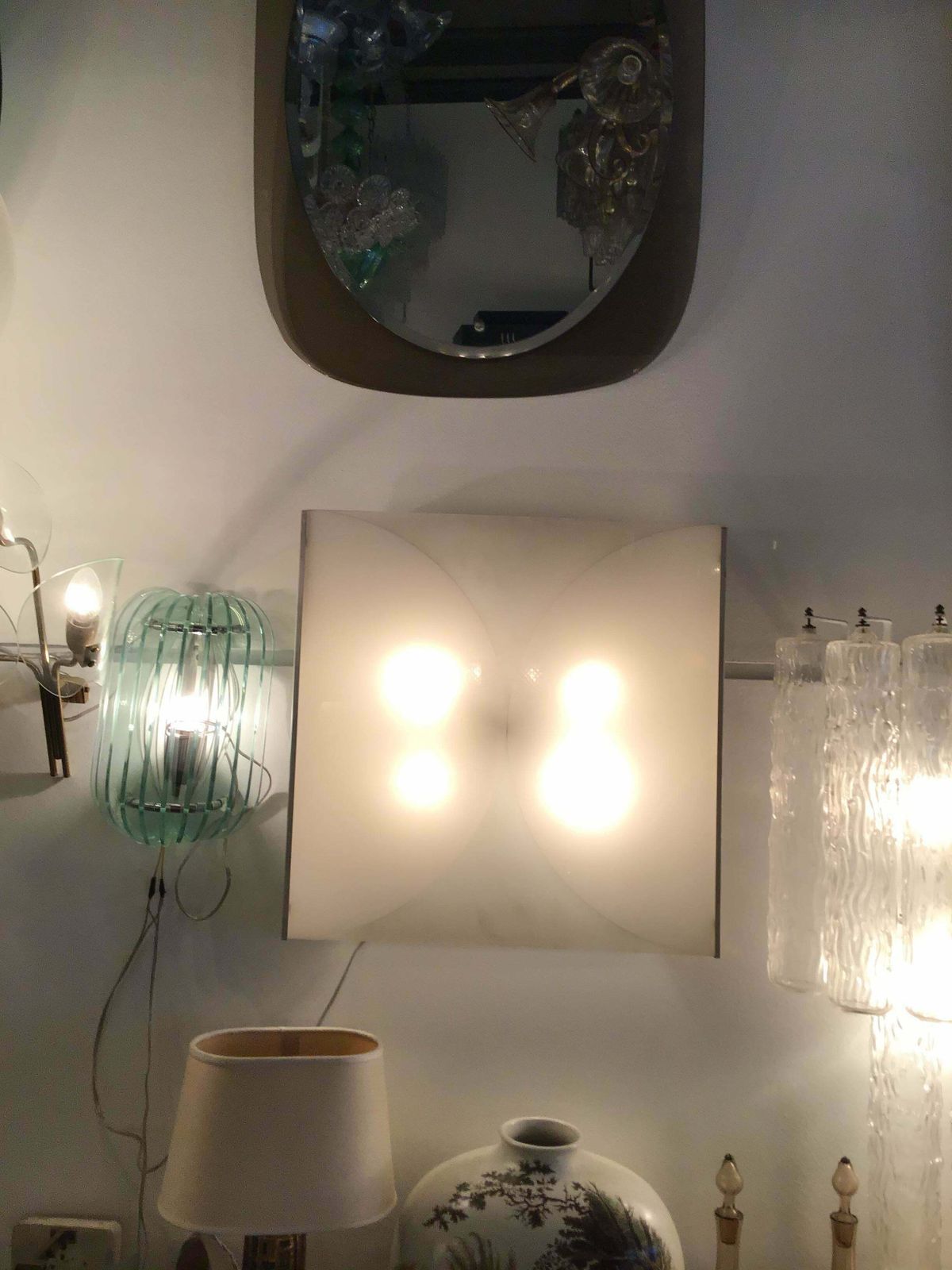 Fontana Arte Bobo Piccoli Sconces Or Ceiling Light Glass Metal, 1970, Italy photo vintage