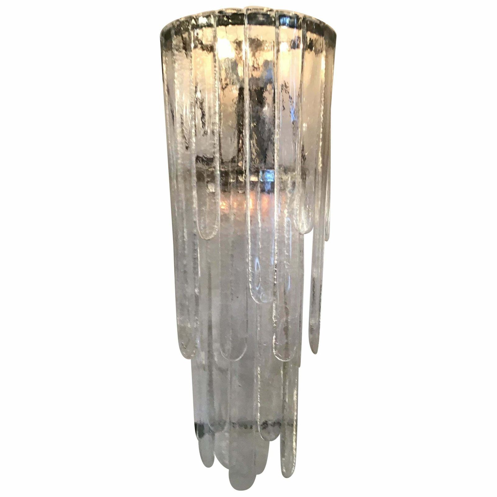 Venini Mazzega Sconce Iridescent Murano Glass Crome Metal, 1955, Italy