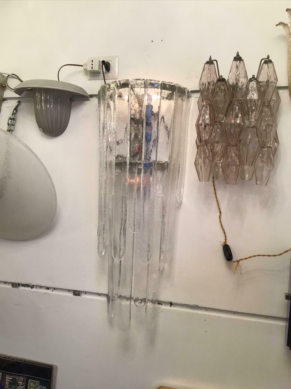 Venini Mazzega Sconce Iridescent Murano Glass Crome Metal, 1955, Italy photo Lighting
