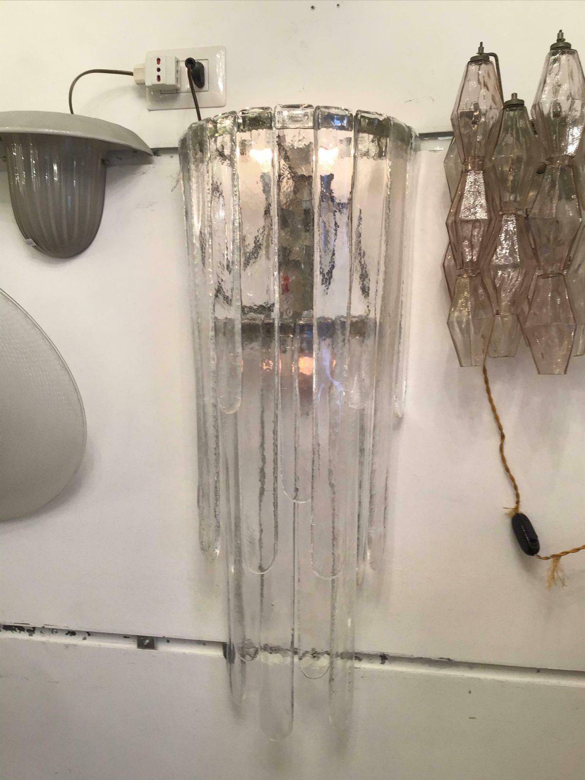 Venini Mazzega Sconce Iridescent Murano Glass Crome Metal, 1955, Italy photo vinterior