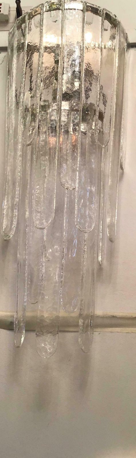 Venini Mazzega Sconce Iridescent Murano Glass Crome Metal, 1955, Italy photo vintage