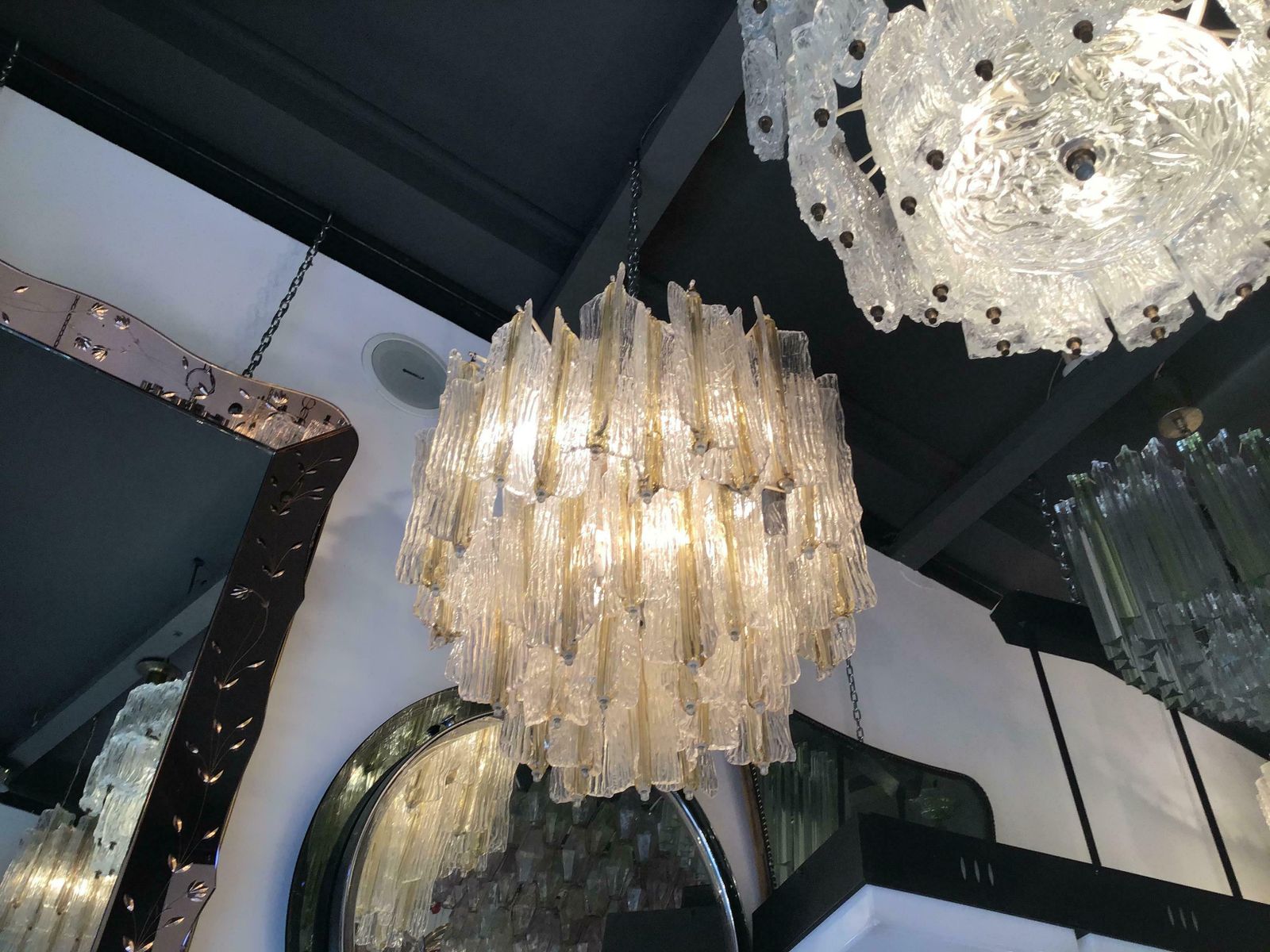 Venini “Toni Zuccheri” Chandelier Murano Glass Iron Brass 1950 Italy photo furniture