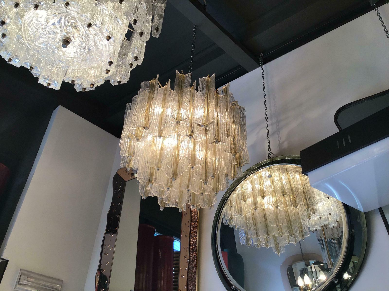 Venini “Toni Zuccheri” Chandelier Murano Glass Iron Brass 1950 Italy photo 6781.0