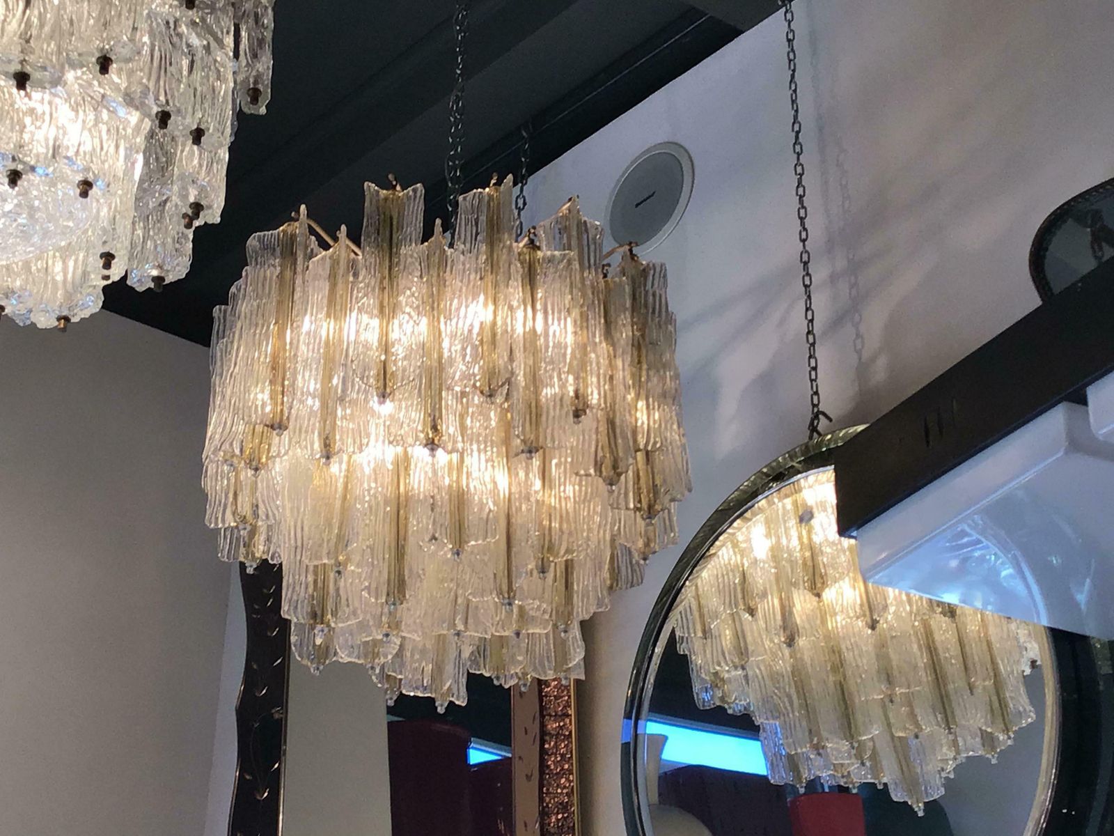 Lighting Venini “Toni Zuccheri” Chandelier Murano Glass Iron Brass 1950 Italy photo