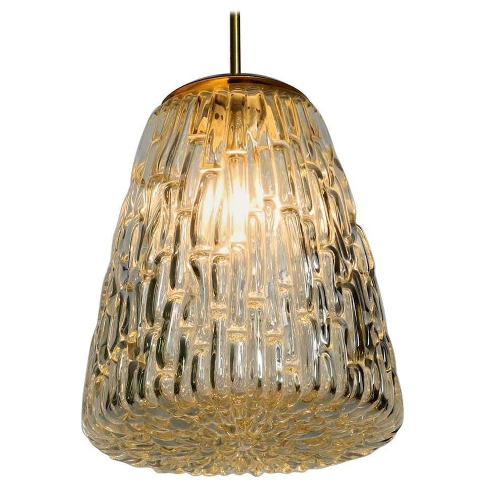Extremely Rare And Heavy Midcentury Glass Pendant Lamp By Rupert Nikoll Vienna
