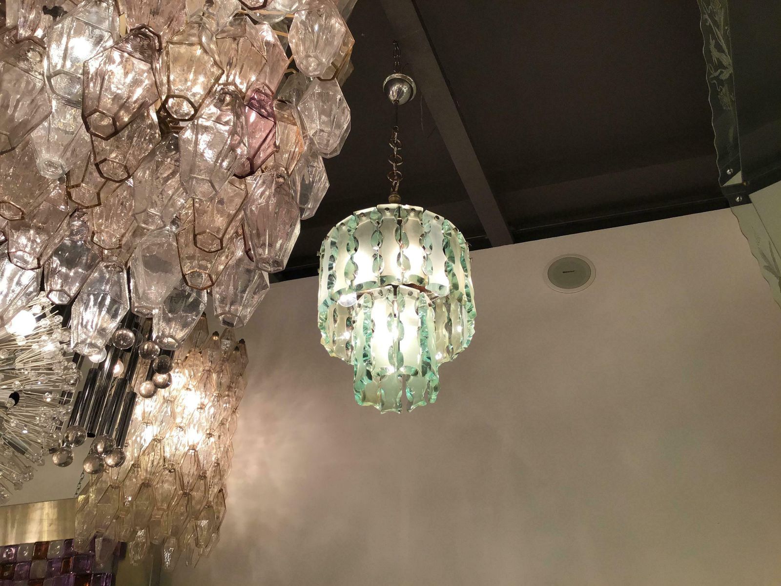 Cristal Arte Chandelier Glass Metal Crome, 1960, Italy photo vinterior