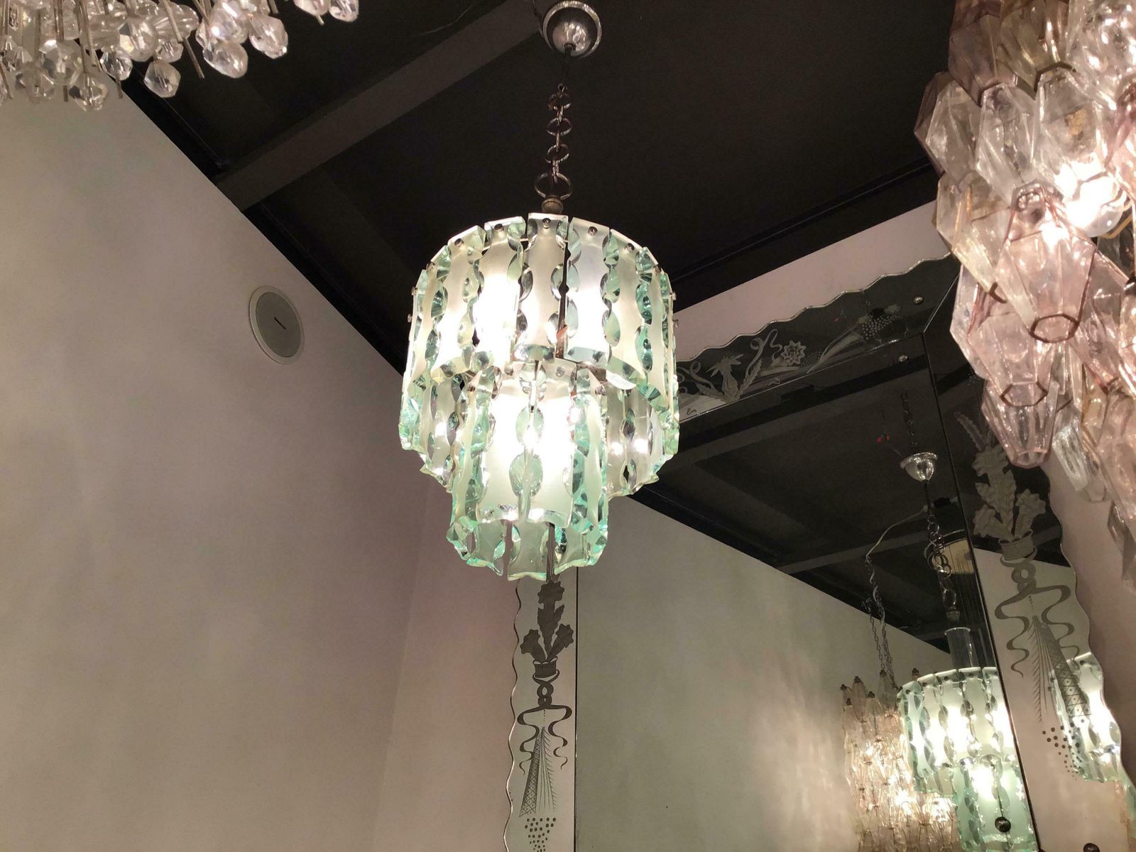 photo furniture Cristal Arte Chandelier Glass Metal Crome, 1960, Italy