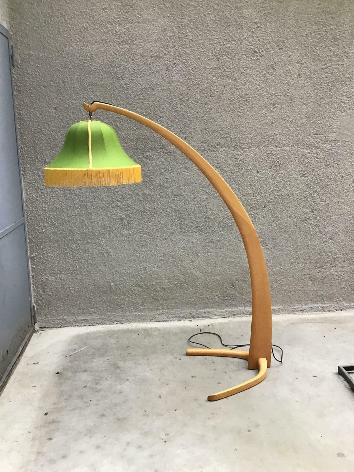 Bbpr “Stile” Floor Lamp 1950 Wood Fabric Lampshade 1950 Brass, Italy photo furniture