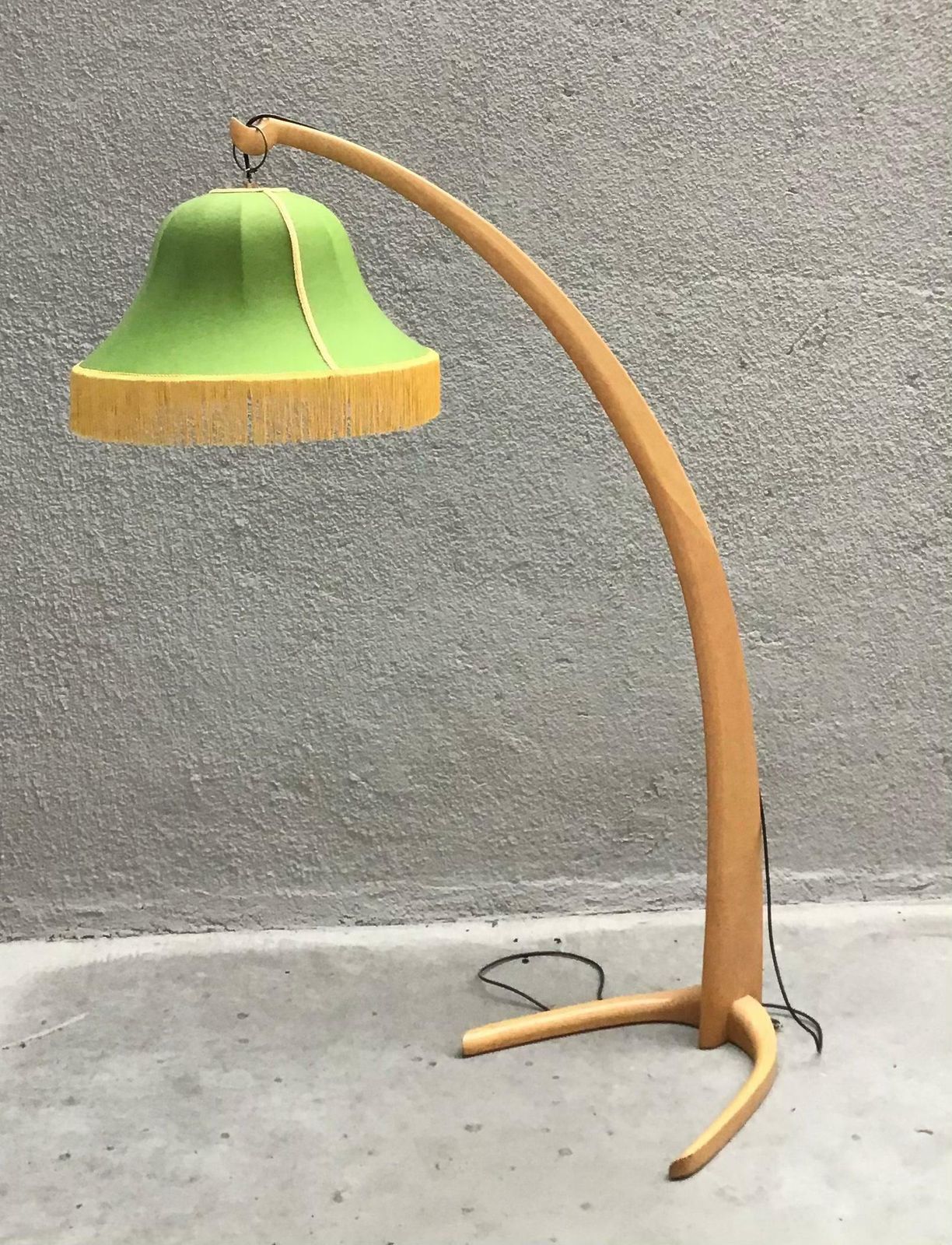 photo for sale Bbpr “Stile” Floor Lamp 1950 Wood Fabric Lampshade 1950 Brass, Italy