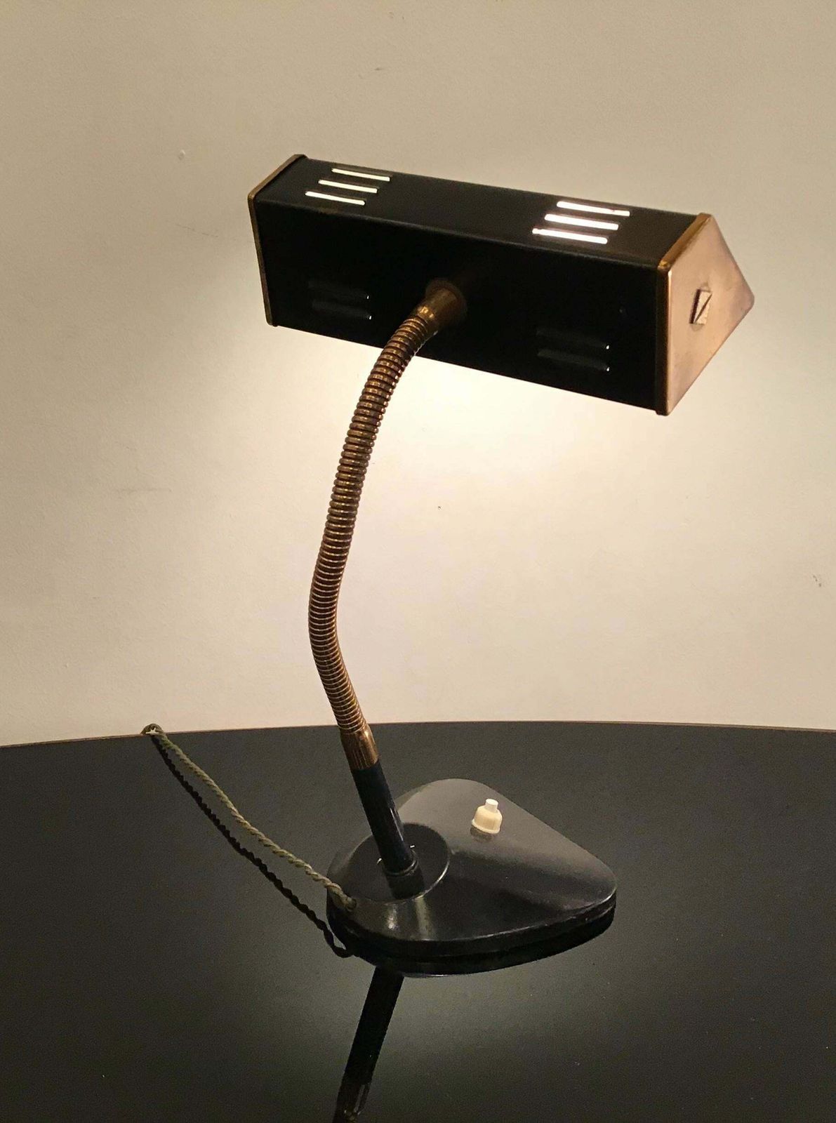 Stilnovo Style Table Lamp Brass Glass Metal, 1950, Italy photo 1085.0