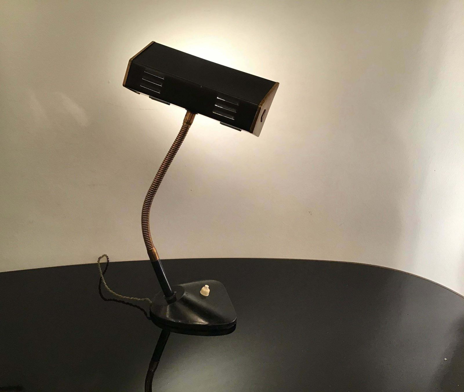 Stilnovo Style Table Lamp Brass Glass Metal, 1950, Italy photo buy