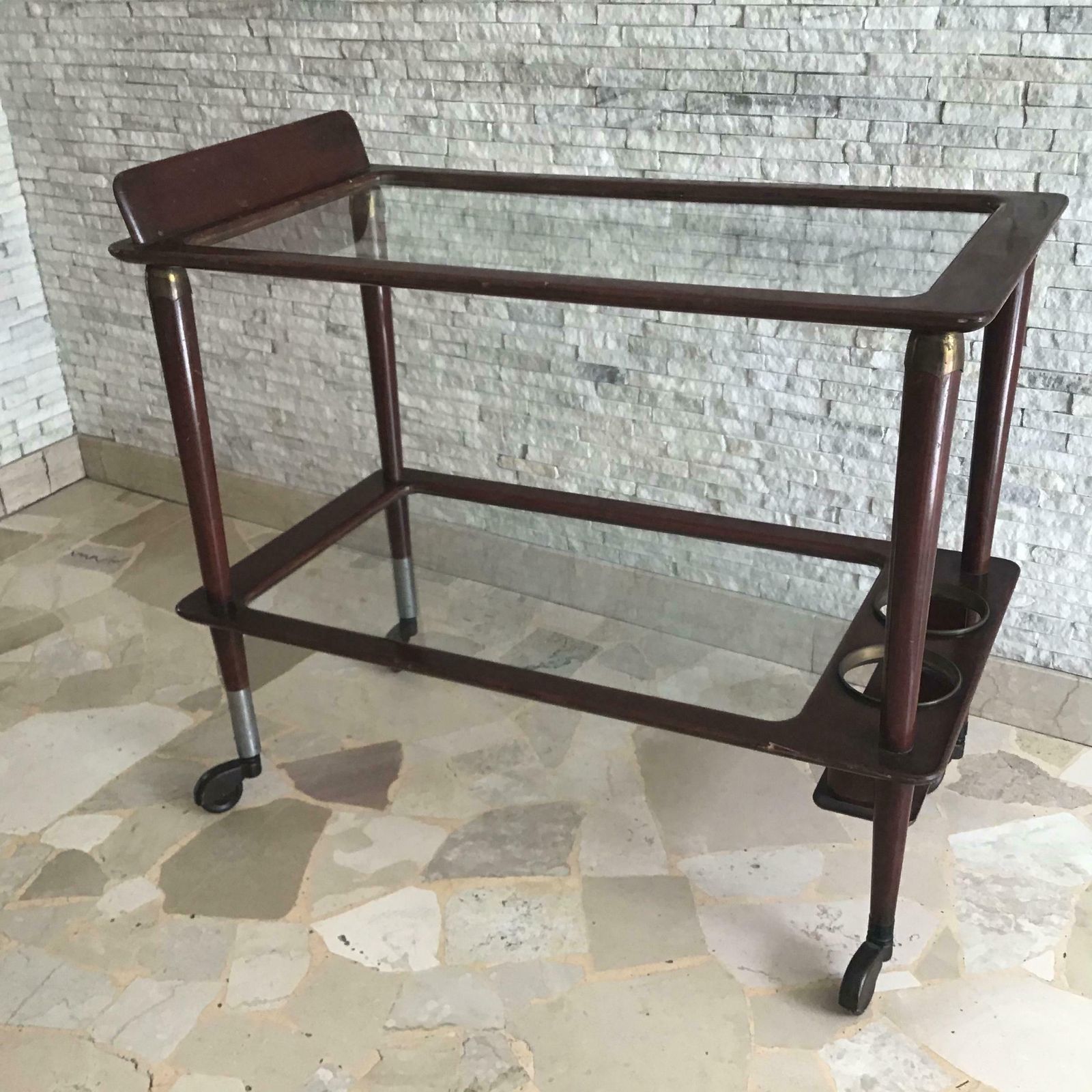 Cesare Lacca Trolley For Food And Bottles Brass Wood Glass Metal Crome 1950italy photo 1356.0