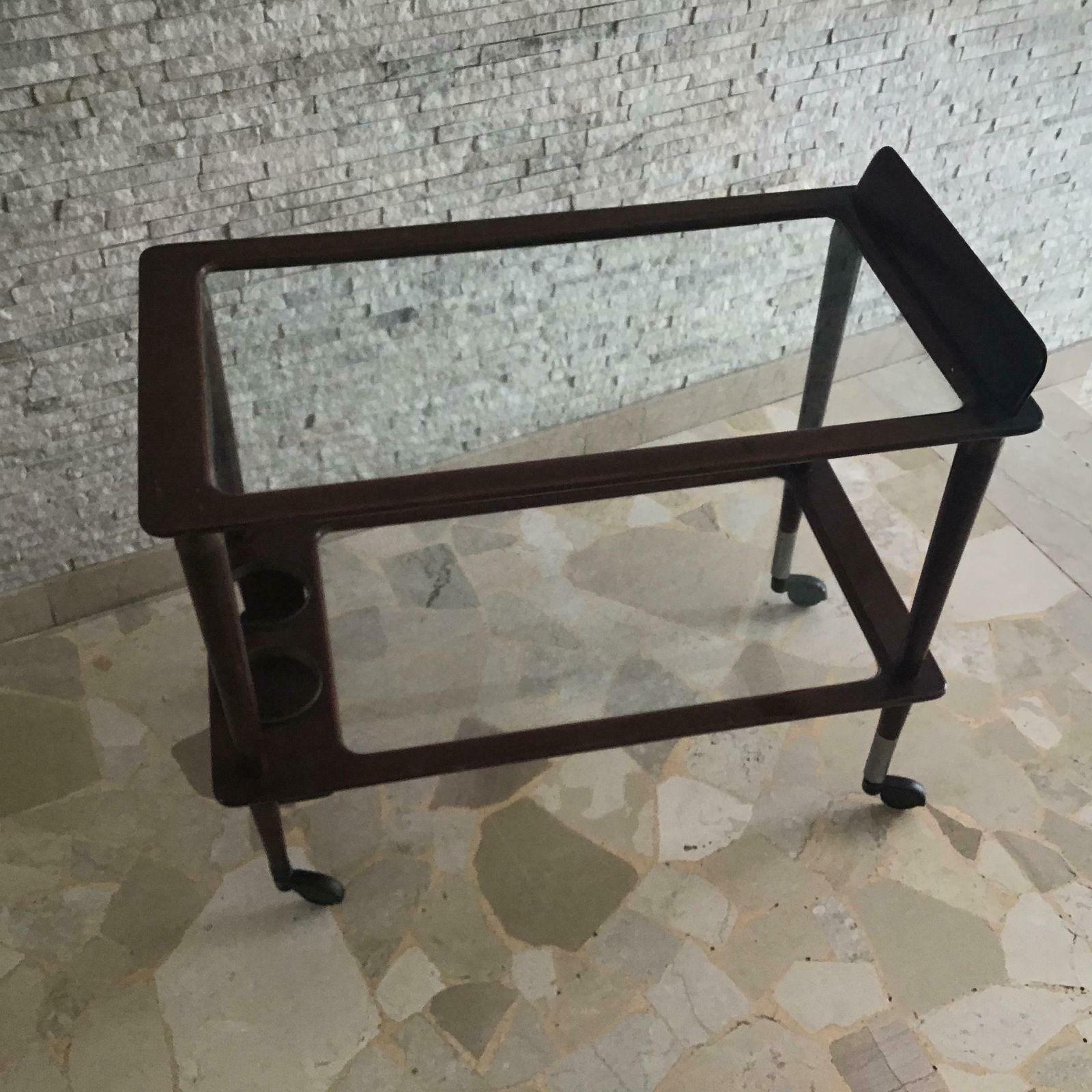 photo furniture Cesare Lacca Trolley For Food And Bottles Brass Wood Glass Metal Crome 1950italy