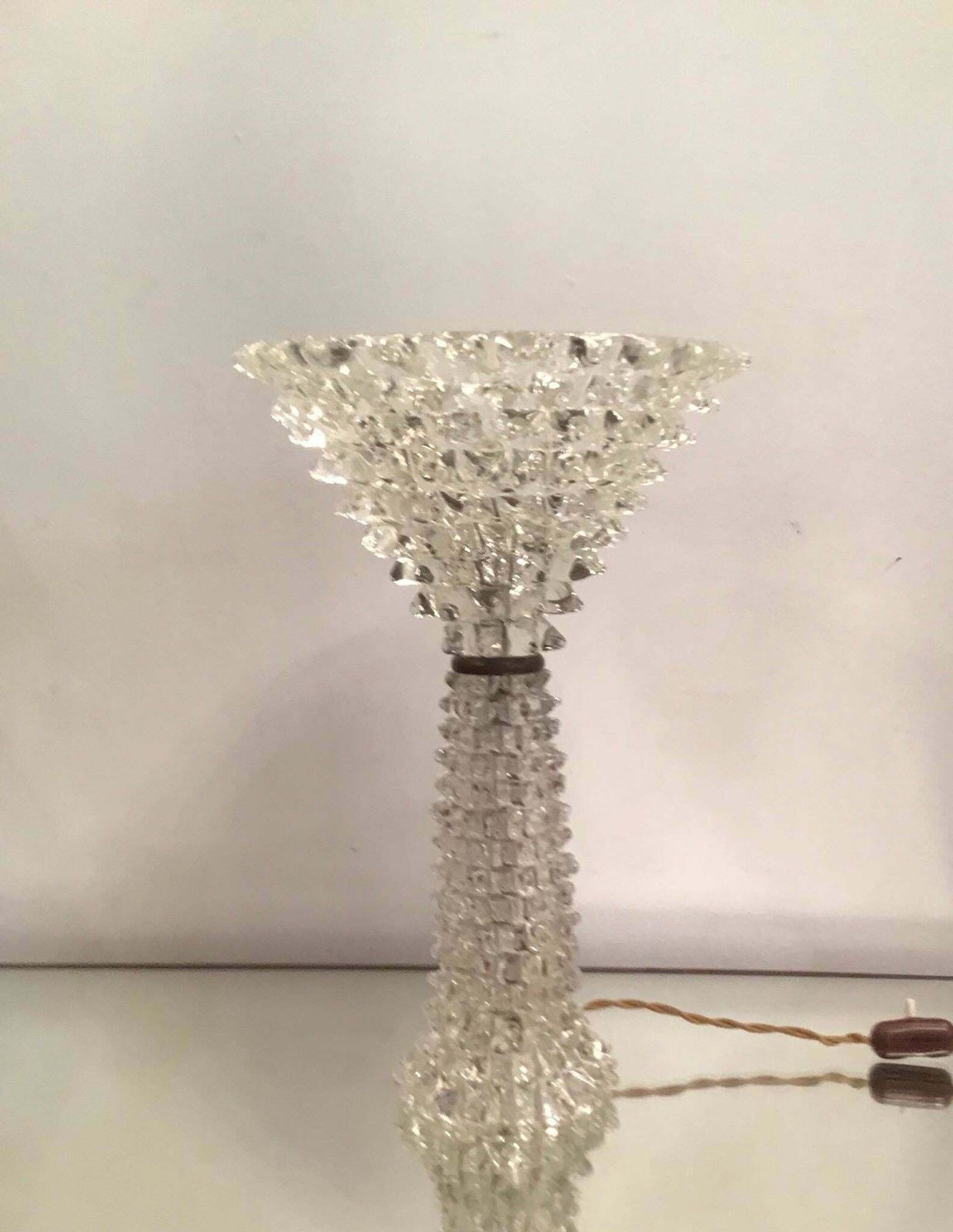 photo furniture Barovier E Toso Table Lamp “Rostrato” Murano Glass Brass 1940 Italy