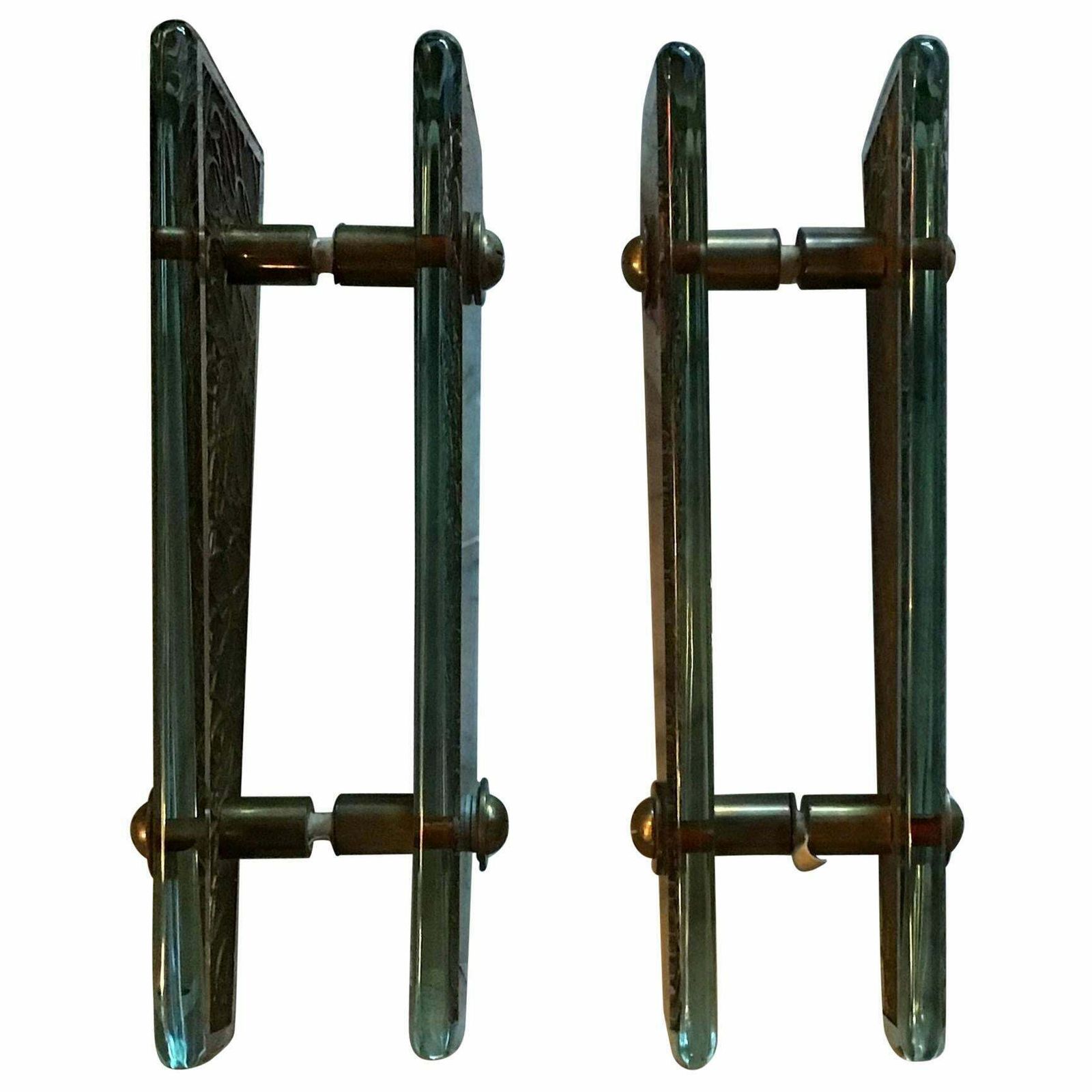 Fontana Arte Dube Handles Engraved Glass Brass 1950 Italy