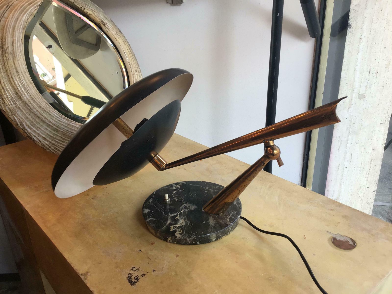Lumi Oscar Torlasco Table Lamp Marbre Brass Metal Adjustable 1940 Italy photo 4972.0